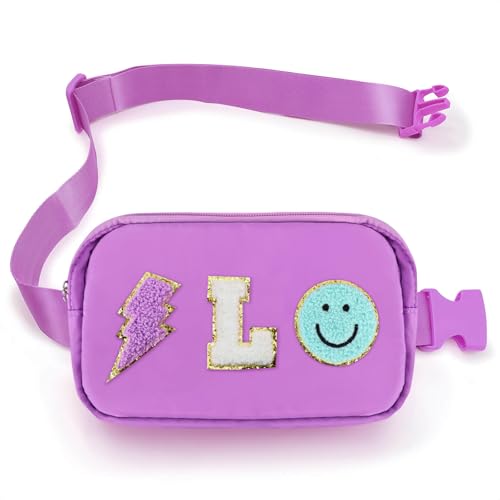 Image of PainZieteg Fanny Pack for Girls Chenille Letter Belt Bag Crossbody for Kids | Preppy Nylon, Waterproof, Gold-Plated Zipper, Adjustable Strap, Birthday Christmas Easter Gifts for 4-13 Year Old Teen Girls