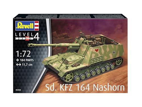 Revell Modellbau, Sd.Kfz. 164 Nashorn, Bausatz, Maßstab 1:72, 184 Teile, Bastelset ab 12 Jahren, Detailgetreues Modell, Militärfahrzeug, Authentische Nachbildung