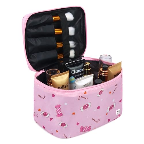 Image of NFI essentials Printed Cosmetic Organizer Bag, Makeup Bag for Women Toiletry Bag Makeup Organizer Make up Kit Travel Pouch Vanity Bag Pouch for Girls
