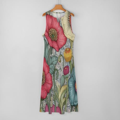 Robe décontractée pour femmes col en V et motif fleurs