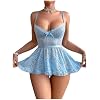 SHENHE Womens Sheer Lace Babydoll Lingerie Slip Dress Nightgown Chemise with Thong Set