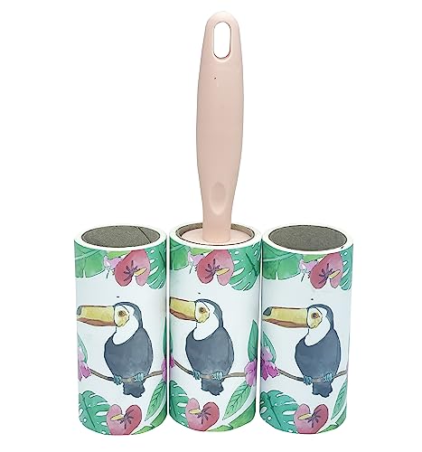 Image of House of Quirk Lint Roller1s Brush Reusable Sticky Picker Cleaner Roller Easy-Tear Sheets Pet Hair Lint Roller 10cm Sheet Set of 3 Rolls 180 Sheets, 60 Sheets Each roll - Horbill Bird