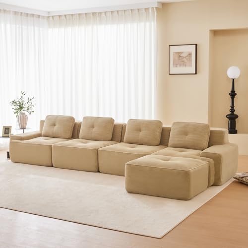 Image of Corduroy Modular Sectional Sofa, Oversized Cloud Couches for Living Room