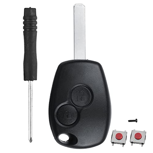 HooRLZ Coque Clé Dacia, Compatible pour Renault Trafic Dacia Logan Sandero Clio Modus Twingo Kangoo Master Opel Vivaro, Boitier Clé Twingo, TéLéCommande Renault, Clef Dacia Logan - 2 Boutons