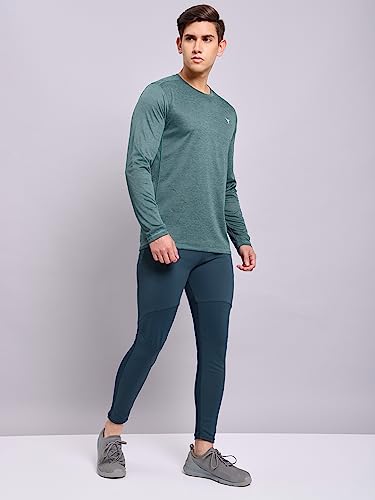 Image of TECHNOSPORT Men's Slim Fit Full Sleeve Round Neck T-Shirt, Double Cool Quick Dry Moisture Wicking Stretchable Sports Gym and Casual Wear