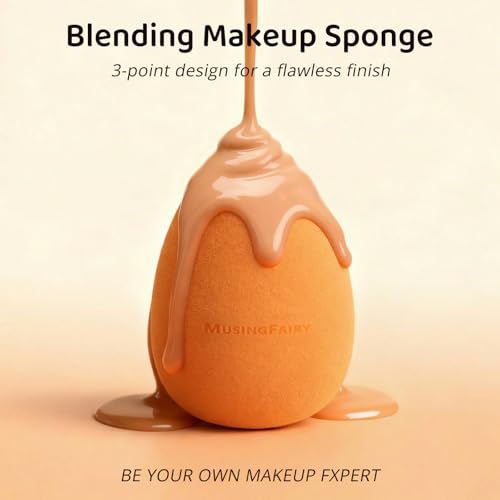 Makeup Blending Sponge with Travel-Friendly Acrylic Holder,Latex-Free Beauty Blender for Flawless Matte Finish, Easy to Clean,Orange 1 Pack - Image 3