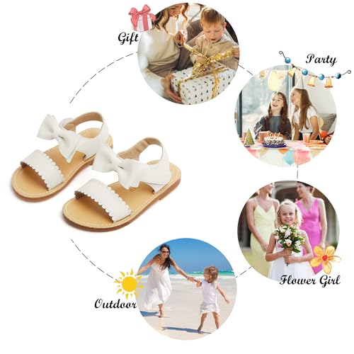 Image of Felix & Flora Toddler Girl Sandals - Little Girl Easter Dress Shoes Lightweight Open Toe Beach Holiday Flats
