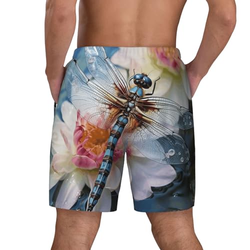 Men's Swim Trunks Quick Dry Board Shorts Dragonfly Beach Shorts with Pocket Bathing Suits for Men3