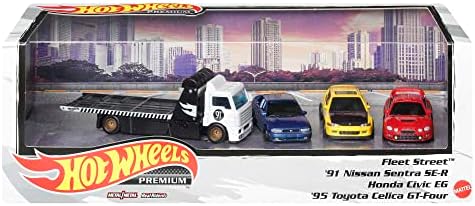 Hot Wheels HCR53 Premium Collect Display Sets with 3 Die-Cast Cars in Scale 1:64 and 1 Team Transport Vehicle, Collectibles, 2 Sets in Assortment for Collectors of All Ages