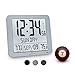 MARATHON Slim Atomic Wall Clock, Graphite Gray - Large 10-Inch Full Calendar Display with Indoor/Outdoor Temperature. AM/PM or 24-Hour Format, 7 Time Zones - Four AA Batteries Included