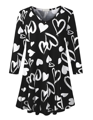 Image of LARACE Tunics 3 /4 Sleeve Plus Size Tops for Women V Neck Loose Fit Flowy Clothing for Leggings