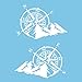 Autodomy Autocollants Boussole Monde Rose des Vents Off Road Trail Sport 4x4 Pack de 2 unités pour la Voiture ou la Moto (Blanc, 27 x 19 Cm)