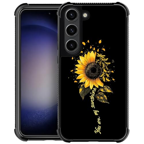 Goodsprout Compatible with Samsung Galaxy S23 Case,Yellow Dragonfly Sunflower Amazing Pattern Design Shockproof Anti-Scratch Hard PC Back Case for Samsung Galaxy S23 Case