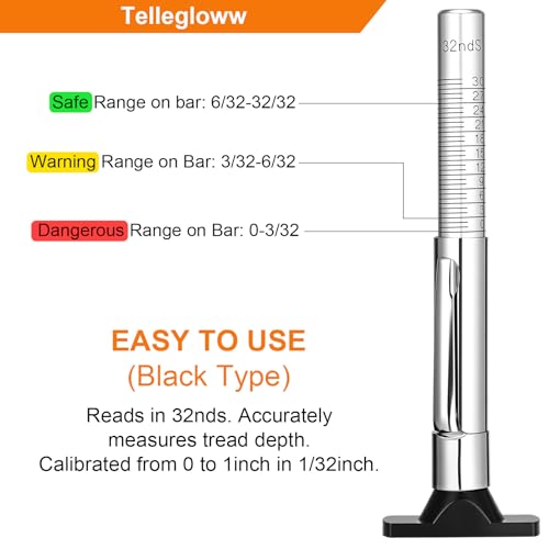 Image of Tellegloww 50 Pcs Tire Tread Depth Gauge 32nds 25mm Color Coded Tire Depth Gauge Tool, Tread Accurate Measure Tools Metric Gauges for Car Trucks Various Vehicle (Silver)