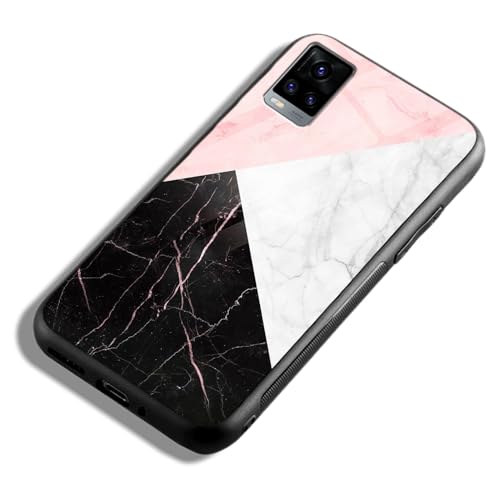 Image of COLORflow Back Cover Compatible with Vivo V20 | Beautiful Marble Black White Pink | Shockproof TPU Bumper Cover with Camera Protection Back Cover Compatible with Vivo V20