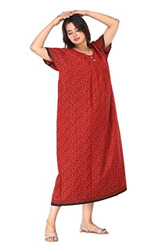 Image of Monique Brand 100% Pure Cotton Nighty for Woman | Floral Gown for Women Night Wear | Cotton Nighty for Women Stylish | Maxi for Women Cotton