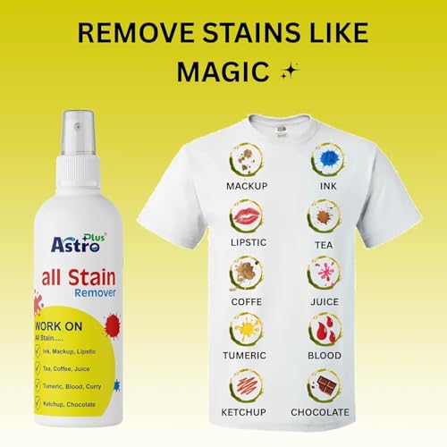 Image of Astro Plus+ Stain Remover Spray for Clothes | Suitable for All Fabrics | Toxin-free Easy to Carry | Eco-friendl Clean All Color Stain Remover Fabric, Carpets, Linens, Laundry (Stain Remover)
