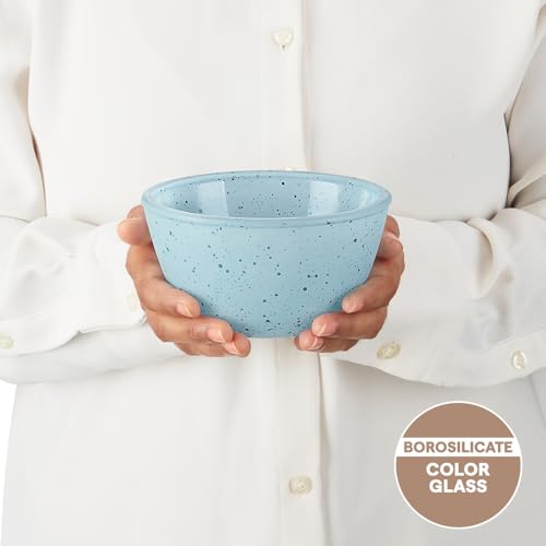 Image of Borosil 500ml Serving & Mixing Bowl | Made in India Borosilicate Glass Bowl for Kitchen & Dinning | Bowl for Mixing Dough, Salad, Batter | Microwave & Dishwasher Safe (Blue)