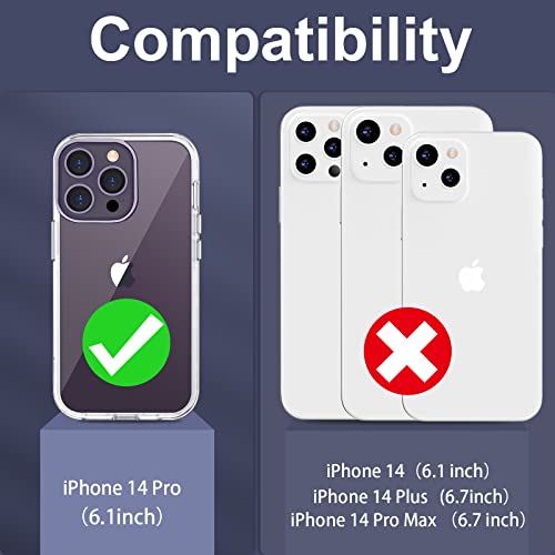 Anuck Case For Iphone 14 Pro Case 6.1 Inch, Crystal Clear Heavy Duty Defender Phone Case 3 Layer Shockproof Full-Body Protective Case Hard Pc Shell & Soft Tpu Bumper Cover For Women Girls, Clear #TOP5