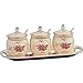 Produktbild Multiware-TS Spice Jar Ceramic Gewürz Schachtel 3 Stück Set Mit Löffel und Tablett