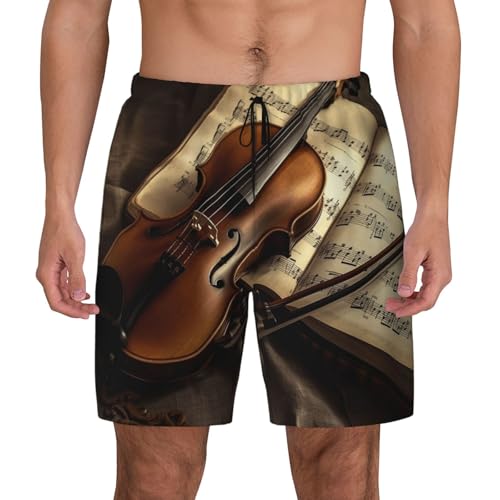 Short de bain pour homme violon et livre à séchage rapide