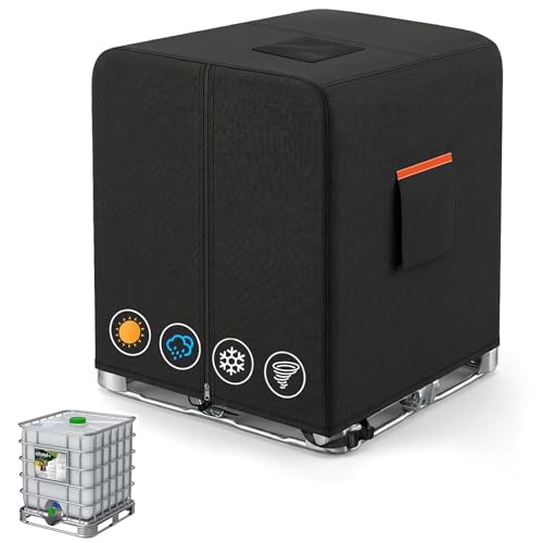 IBC Tote CoverZipper IBC Tote CoverFit 275 Gallon Water Tank600D Heavy Duty Waterproof and Sunscreen Materialblack
