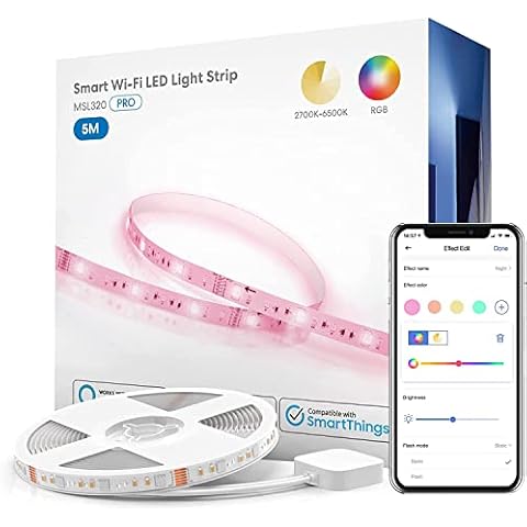 WiFi Connected 5M RGBCW LED Strip Light Cover