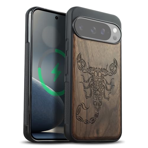 Coque bois Google Pixel 10 Pro XL antichoc bumper TPU et protection Magsafe noyer