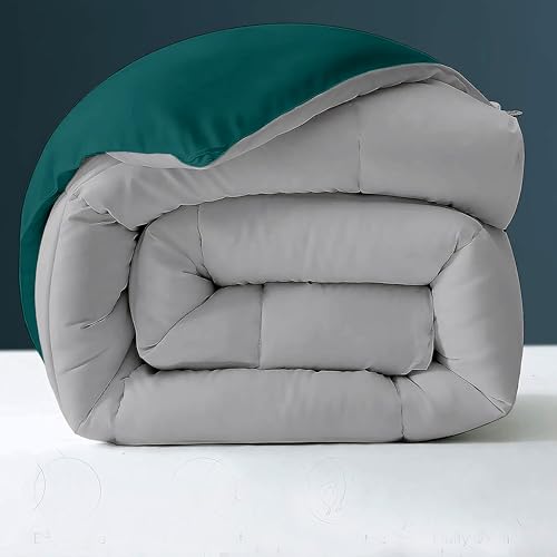 Image of Day Care - 600 GSM Hotel Quality-Down Alternative Reversible Comforter (60 inch x 90 inch Inches /228cm x 228cm) - Comforter Single Bed|Teal /Silver