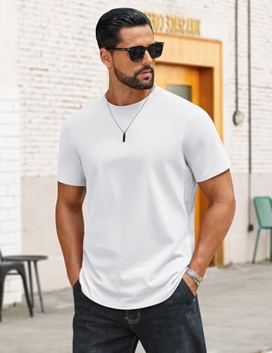 Image of COOFANDY Mens T-Shirts 100% Cotton Crewneck Short Sleeve Tees Casual Plain Shirts