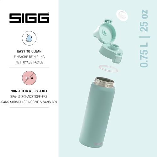 Sigg - Edelstahl Trinkflasche - Shield ONE Glacier - Für Kohlensäurehaltige Getränke Geeignet - Auslaufsicher - Federleicht - BPA-frei - Outdoor & Fitness - Hellblau - 0,75L