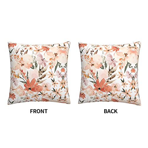 Earth Tone Floral Summer Peach Apricot Pillow Covers 18 X 18 Inch,Decorative Throw Pillow Covers,Pillow Cushion Cases,Soft Plush For Home Outdoor Sofa Bedroom Office Car Decor #TOP2