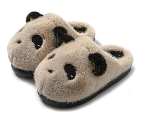 WYIKE Panda Plush Animal Slippers - Warm & Soft Womens Home Slippers for Indoor/Outdoor (Brown Adult Women 9.5 Numeric Range US Footwear Size System 10.5 Medium)