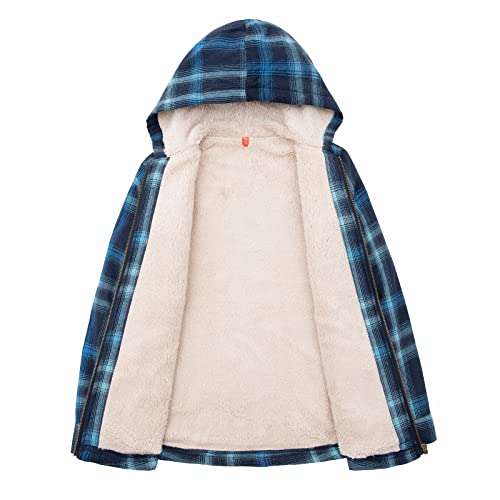 ThCreasa Boys Plaid Flannel Jackets Sherpa Lined Zip Up Long Sleeve Warm Flannel Shirt with Hood2