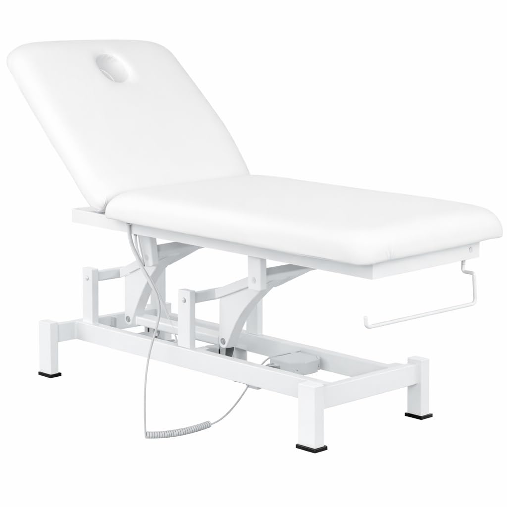 Plus Sante - Plus Sante - Fobia Kosmetiktisch, elektrisch, Breite 65 bis 75 cm, Höhe verstellbar – Elfenbeinfarben (70 cm), Kosmetikliege, Behandlungsliege, Massageliege, Beauty Studio, Spa