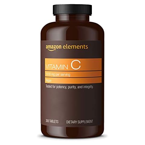Amazon Elements Vitamin C 1000mg, Supports Healthy Immune System, Vegan, 300 Tablets Cover