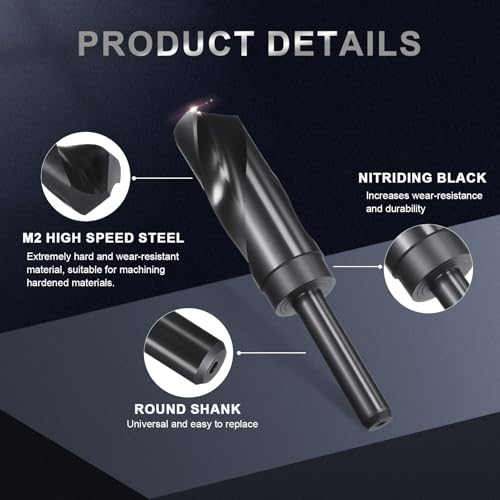 uxcell 30mm Drill Bit 1/2" Reduced Shank M2 High-Speed Steel Nitriding Black 135° Bits for Hard Metal Stainless Steel by uxcell - Image 3