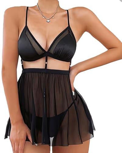 Image of MADSY Women's Lingerie Babydoll and Panty Set Two Piece Lingerie Set