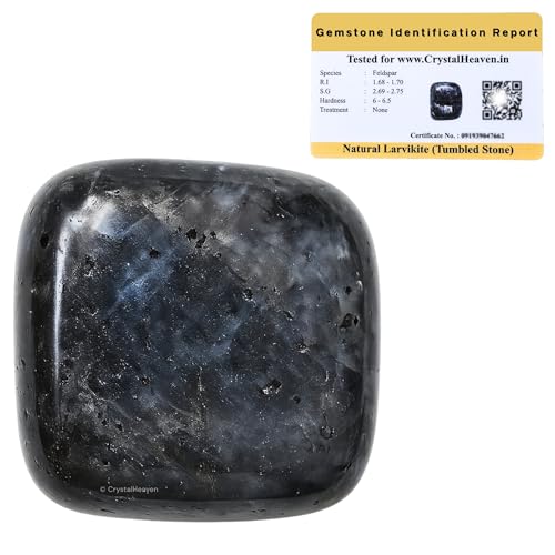 Image of Larvikite Crystal Healing Tumbled Stone, Natural Polished Crystals for DIY Crafts, Manifestation, Meditation, Pooja Feng Shui and Reiki Healing (30 Grams)