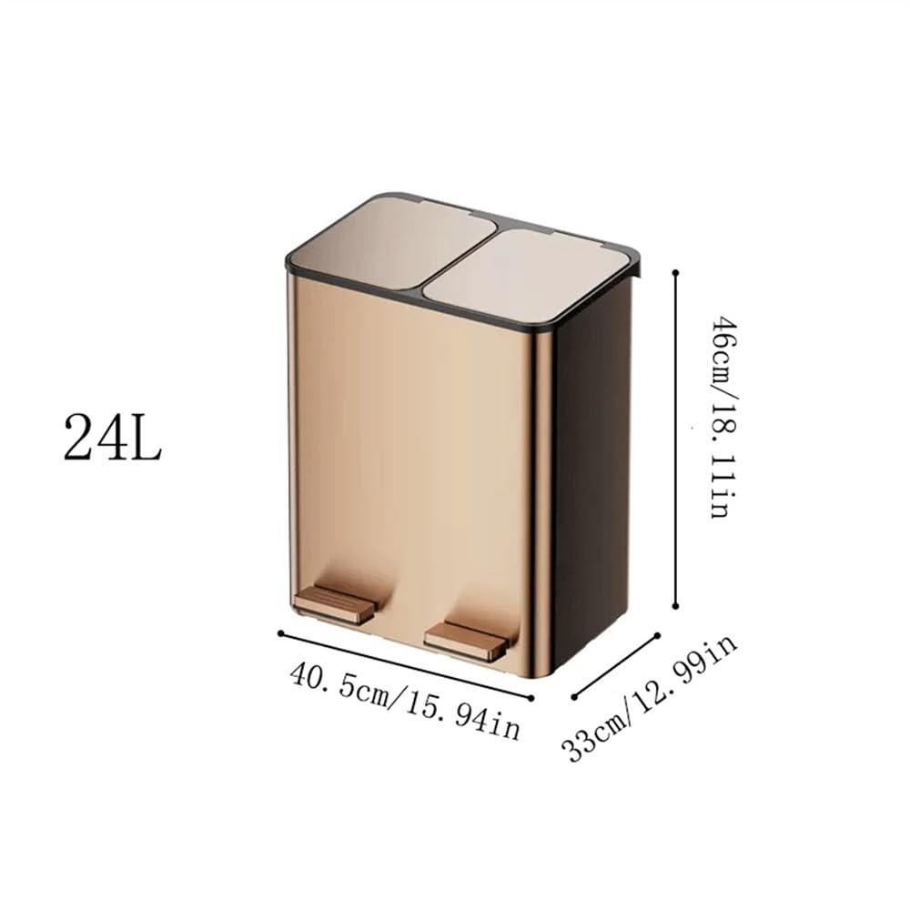 Papelera Bote De Basura Clasificado Cocina Sala Estar Oficina bote de basura(Gold,24l)