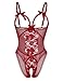 Avidlove Sexy Lingerie for Women One Piece Lace Babydoll Sleepwear Bodysuit Wine Red Large