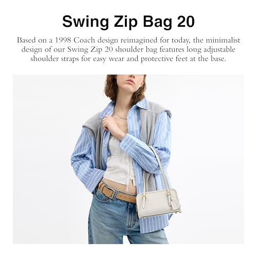 Coach Crinkle Patent Swing Zip Bag 20, B4/Chalk2