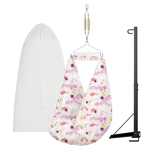 Image of Happykid Baby Cradle Set | Durable Cotton Cloth, Mosquito Net, Spring, Triangle and Window Hanger (White & Purple, Without Bed)