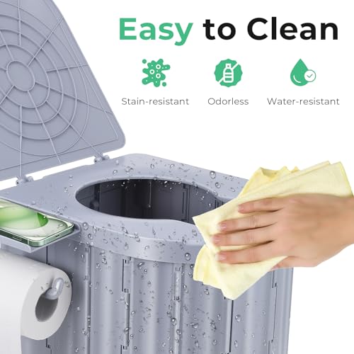 Sckee Camping Toilet, inodoro portátil para adultos, compacto y plegable con tapa y soporte para papel, para campamento, senderismo, coche, RV y playa miniatura 6