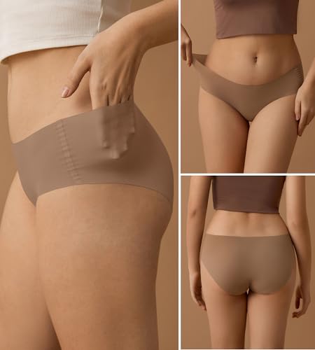 Image of SHARICCA Womens Seamless Underwear No Show Hipster Panties Invisible Lightweight Nuage Bikinis Briefs Microfiber Pack