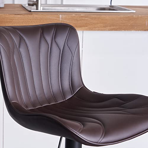 Younike Bar Stools Set Of 2 Swivel Barstools Pu Leather Adjustable Cushioned Wing Back Counter Stools, Brown, 3-5 Mins To Assemble, Loads 300Lbs #TOP7