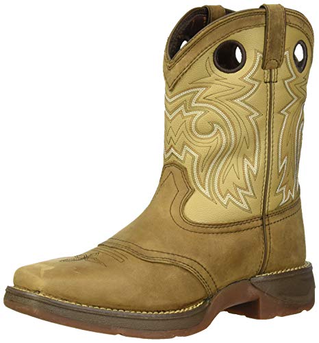 Durango Unisex-Kid's Lil Saddle Western Boot Mid Calf, Brown and Tan, 4 M US Big Kid