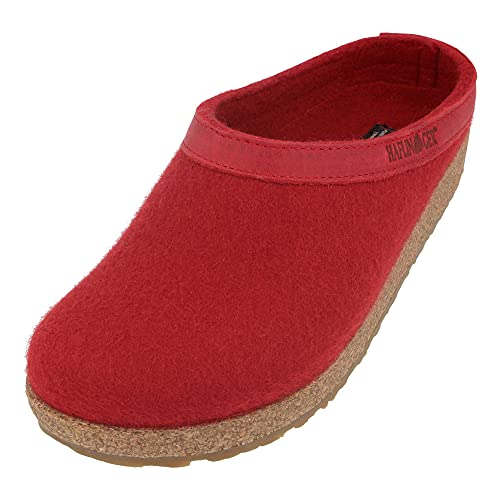 HAFLINGER 713001 Slippers, Filztoffel Grizzly Torben, Rubin, Gr 36