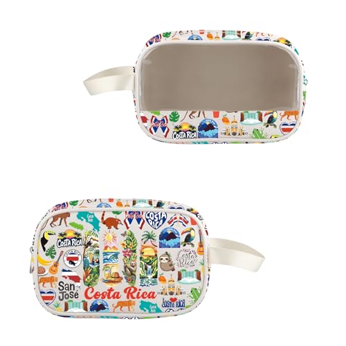 VAMSII Costa Rican Souvenirs Gifts Costa Rica Travel Toiletry Cosmetic Bag Costa Rica Landmark Theme Gift (USCostaRicaToiletry)