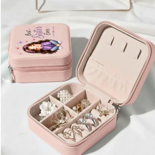Image of P Arts Precious Art Gifts Best Sister Jewellery Organiser Box With Wooden Earring Pair,Greeting Card,Best Rakhi Gift For Sister,Rakshabandhan Combo Pack Set (Best Sister Ever)